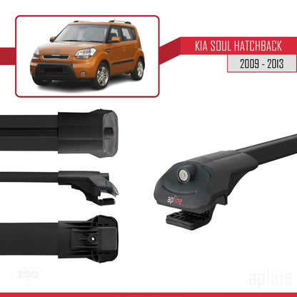 Compatible with Kia Soul (AM) HB 2009-2013 ACE-1 Car Roof Rack Cross Bar Black Aluminium 3 Bars
