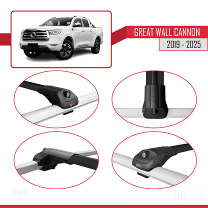 Compatible avec Great Wall Cannon 2019-2025 ACE-1 Barres de Toit Railing Porte-Bagages de Voiture Noir Aluminium 3 Barres