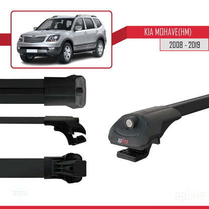 Compatible with Kia Mohave (HM) 2008-2019 ACE-1 Car Roof Rack Cross Bar Black Aluminium 2 Bars
