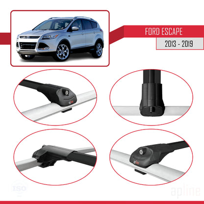 Compatibile con Ford Escape 3 2013-2019 Barre portatutto ACE-1 per auto, barre portatutto in alluminio nero, 2 barre