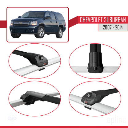 Compatible avec Chevrolet Suburban 2007-2014 ACE-1 Barres de Toit Railing Porte-Bagages de Voiture Noir Aluminium 3 Barres