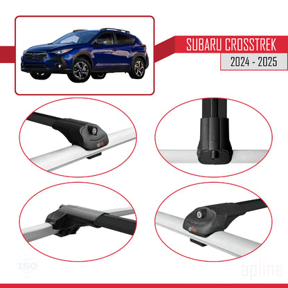 Compatible avec Subaru Crosstrek 2024-2025 ACE-1 Barres de Toit Railing Porte-Bagages de Voiture Noir Aluminium 3 Barres