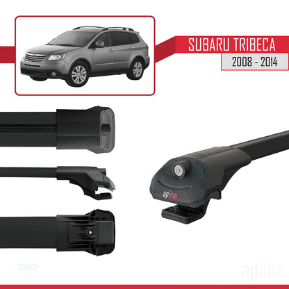Compatible avec Subaru Tribeca 2008-2014 ACE-1 Barres de Toit Railing Porte-Bagages de Voiture Noir Aluminium 3 Barres