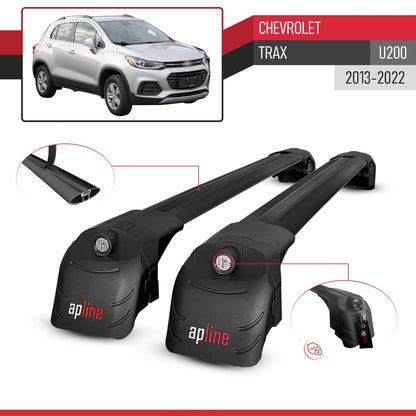 Compatible with Chevrolet Trax (U200) 2013-2022 ACE-2 Car Roof Rack Cross Bar Black Aluminium 2 Bars