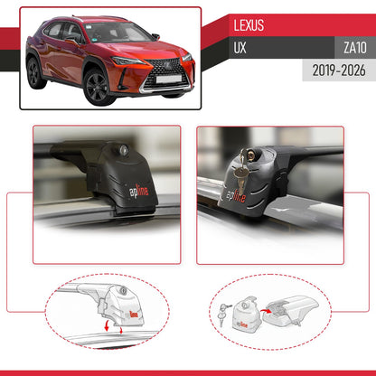Compatible with Lexus UX (ZA10) 2019-2025 ACE-2 Car Roof Rack Cross Bar Black Aluminium 2 Bars