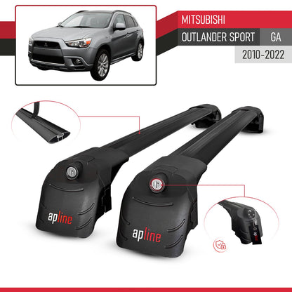 Compatible avec Mitsubishi Outlander Sport (GA) 2010-2022 ACE-2 modèle Barres de Toit Railing Porte-Bagages de Voiture Noir Aluminium Barres