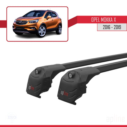 Compatible avec Opel Mokka X (J13) 2016-2019 ACE-2 Barres de Toit Railing Porte-Bagages de Voiture Noir Aluminium 2 Barres