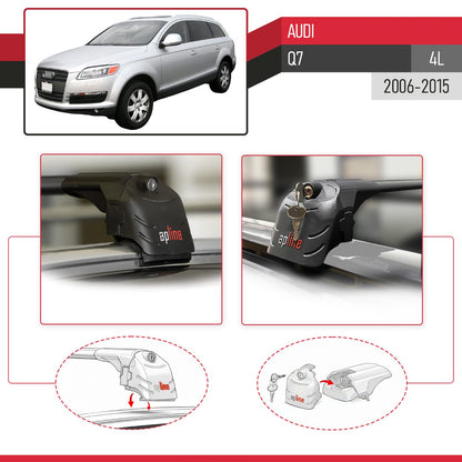 Compatible with Q7 (4L) 2006-2015 ACE-2 Car Roof Rack Cross Bar Black Aluminium 2 Bars