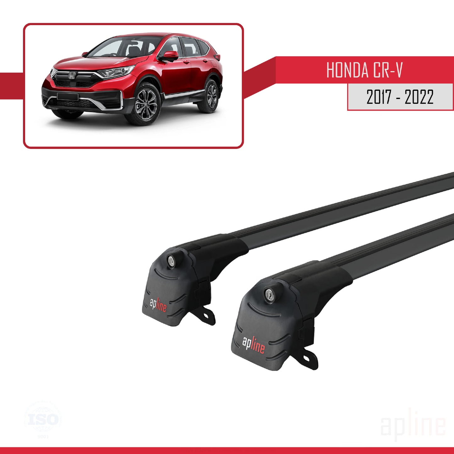 Compatible avec Honda CR-V 5 2017-2022 ACE-2 Barres de Toit Railing Porte-Bagages de Voiture Noir Aluminium 2 Barres