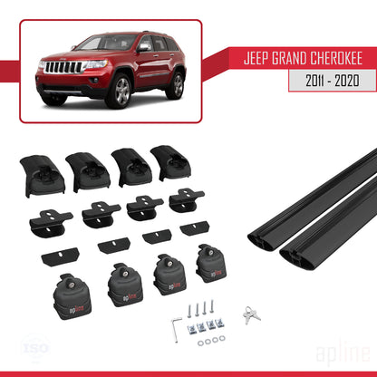 Compatible avec Jeep Grand Cherokee 4 (WK2) 2011-2020 ACE-2 Barres de Toit Railing Porte-Bagages de Voiture Noir Aluminium 2 Barres