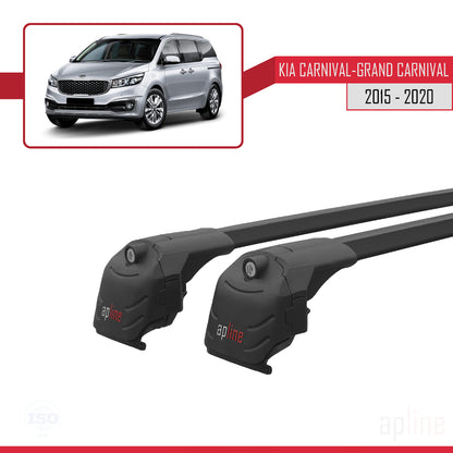 Compatible avec Kia Carnival 3 (YP) 2015-2021 ACE-2 Barres de Toit Railing Porte-Bagages de Voiture Noir Aluminium 2 Barres