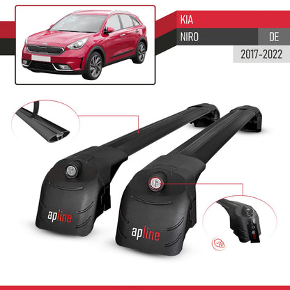 Compatible with Kia Niro (DE) 2017-2022 ACE-2 Car Roof Rack Cross Bar Black Aluminium 2 Bars