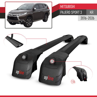 Compatible with Mitsubishi Pajero Sport 3 2016-2025 ACE-2 Car Roof Rack Cross Bar Black Aluminium 2 Bars