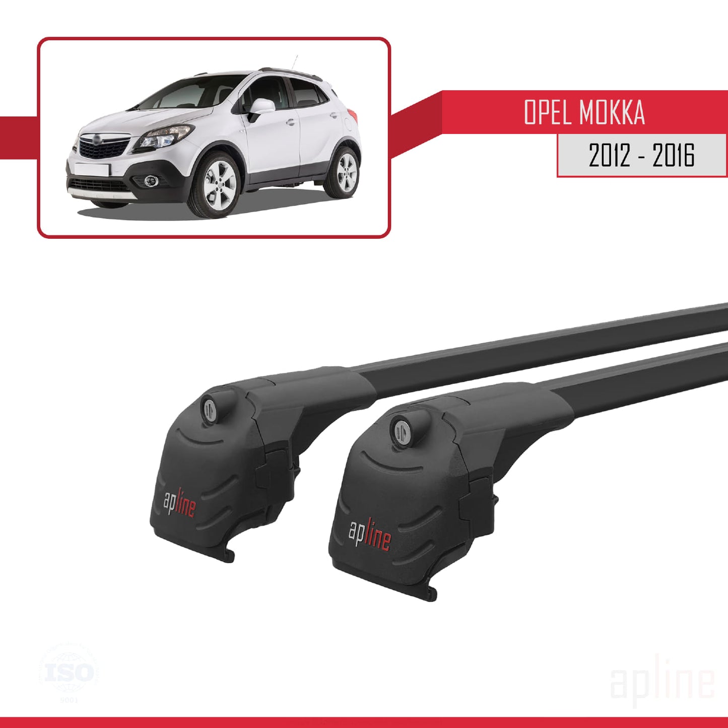 Compatible avec Opel Mokka A (J13) 2012-2016 ACE-2 Barres de Toit Railing Porte-Bagages de Voiture Noir Aluminium 2 Barres