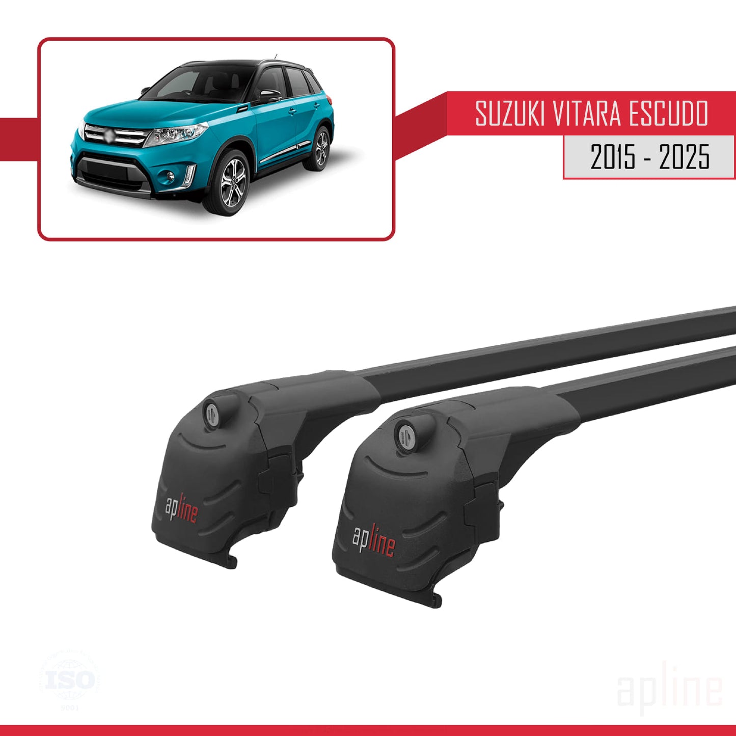 Compatible avec Suzuki Vitara/Escudo (LY) 2015-2025 ACE-2 Barres de Toit Railing Porte-Bagages de Voiture Noir Aluminium 2 Barres