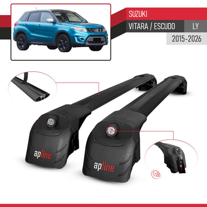 Compatible with Suzuki Vitara/Escudo (LY) 2015-2025 ACE-2 Car Roof Rack Cross Bar Black Aluminium 2 Bars