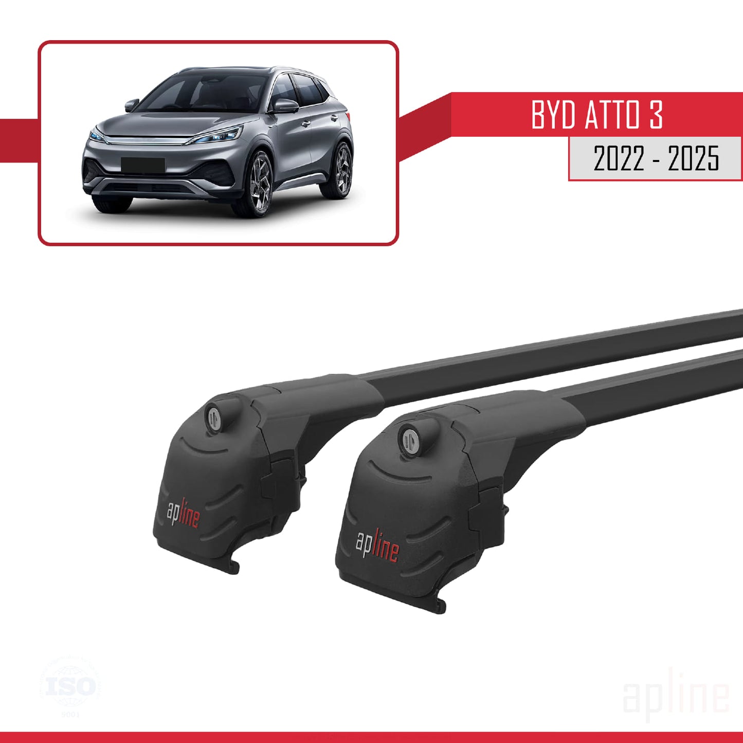 Compatibile con barre portatutto per auto BYD Atto 3 2022-2025 ACE-2, barre portatutto in alluminio nero, 2 barre