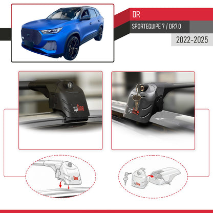 Compatible with DR 7.0 Sportequipe 7 (It) 2023-2025 ACE-2 Car Roof Rack Cross Bar Black Aluminium 2 Bars