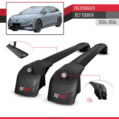 Compatible avec Volkswagen ID.7 Tourer 2024-2026 ACE-2 modèle Barres de Toit Railing Porte-Bagages de Voiture Noir Aluminium Barres