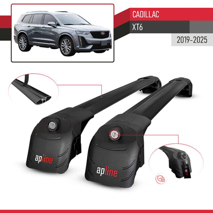 Compatible with Cadillac XT6 2020-2024 ACE-2 Car Roof Rack Cross Bar Black Aluminium 2 Bars