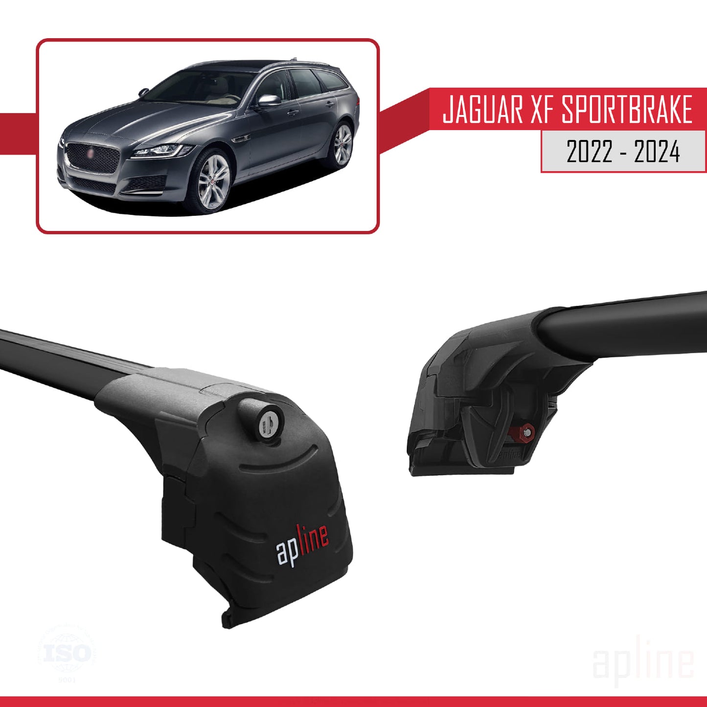 Compatible avec Jaguar XF S 2018-2024 ACE-2 Barres de Toit Railing Porte-Bagages de Voiture Noir Aluminium 2 Barres