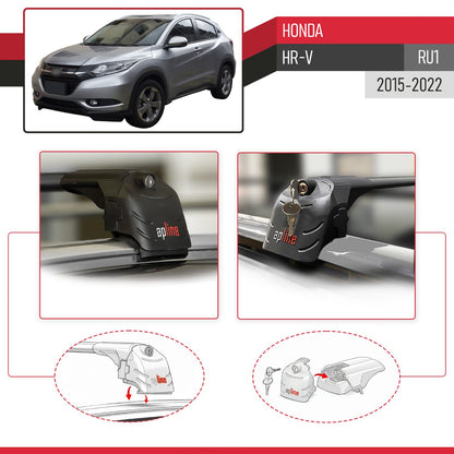 Compatible with Honda HR-V 2016-2022 ACE-2 Car Roof Rack Cross Bar Black Aluminium 2 Bars