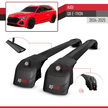 Compatible with Audi Q8 e-Tron 2024-2025 ACE-2 Car Roof Rack Cross Bar Black Aluminium 2 Bars