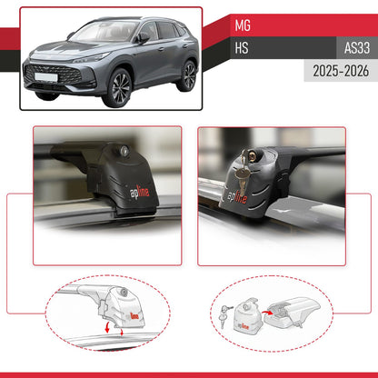 Compatible avec MG HS (AS33) 2025-2026 ACE-2 modèle Barres de Toit Railing Porte-Bagages de Voiture Noir Aluminium Barres