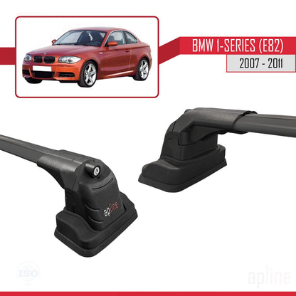 Compatible avec BMW Série 1 (E82) 2007-2013 ACE-3 Barres de Toit Railing Porte-Bagages de Voiture Noir Aluminium 2 Barres