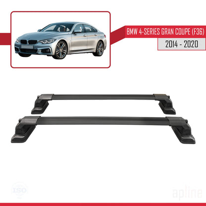 Compatible avec BMW Série 4 Gran Coupe (F36) 2014-2020 ACE-3 Barres de Toit Railing Porte-Bagages de Voiture Noir Aluminium 2 Barres