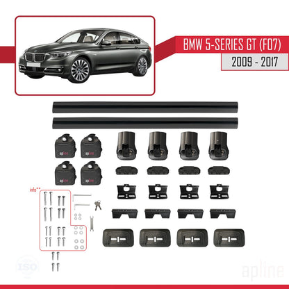 Compatible avec BMW Série 5 Gran Turismo (F07) 2009-2017 ACE-3 Barres de Toit Railing Porte-Bagages de Voiture Noir Aluminium 2 Barres