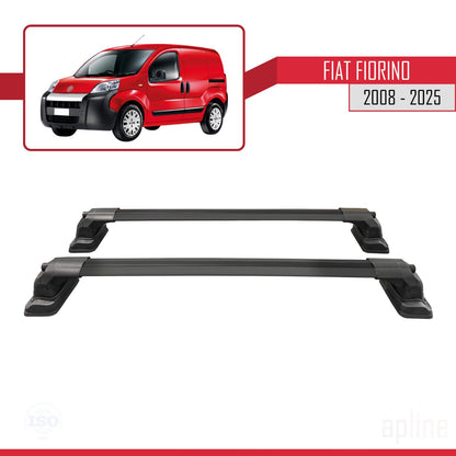 Compatible avec Fiat Fiorino 2008-2025 ACE-3 Barres de Toit Railing Porte-Bagages de Voiture Noir Aluminium 2 Barres