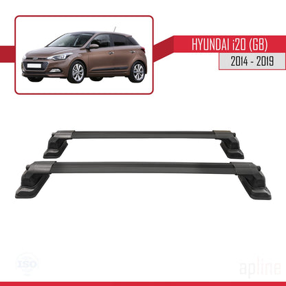 Compatible avec Hyundai i20 (GB) 2014-2019 ACE-3 Barres de Toit Railing Porte-Bagages de Voiture Noir Aluminium 2 Barres