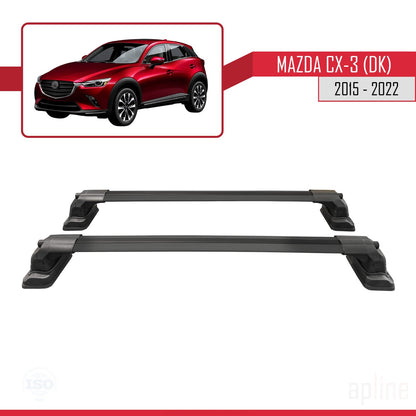 Compatible avec Mazda CX-3 (DK) 2015-2022 ACE-3 Barres de Toit Railing Porte-Bagages de Voiture Noir Aluminium 2 Barres
