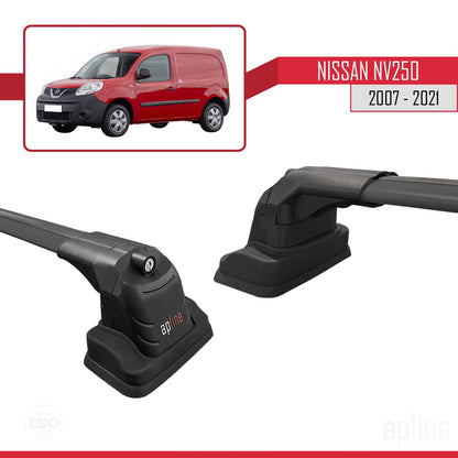 Compatible avec Nissan NV250 2007-2021 ACE-3 Barres de Toit Railing Porte-Bagages de Voiture Noir Aluminium 2 Barres