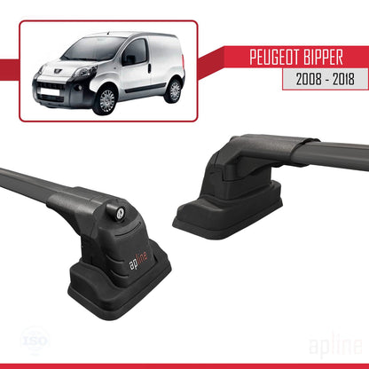 Compatible avec Peugeot Bipper 2008-2018 ACE-3 Barres de Toit Railing Porte-Bagages de Voiture Noir Aluminium 2 Barres