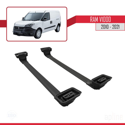Compatible avec Ram V1000 2010-2021 ACE-3 Barres de Toit Railing Porte-Bagages de Voiture Noir Aluminium 2 Barres