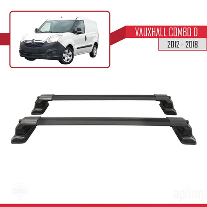 Compatible avec Vauxhall Combo D 2012-2018 ACE-3 Barres de Toit Railing Porte-Bagages de Voiture Noir Aluminium 2 Barres