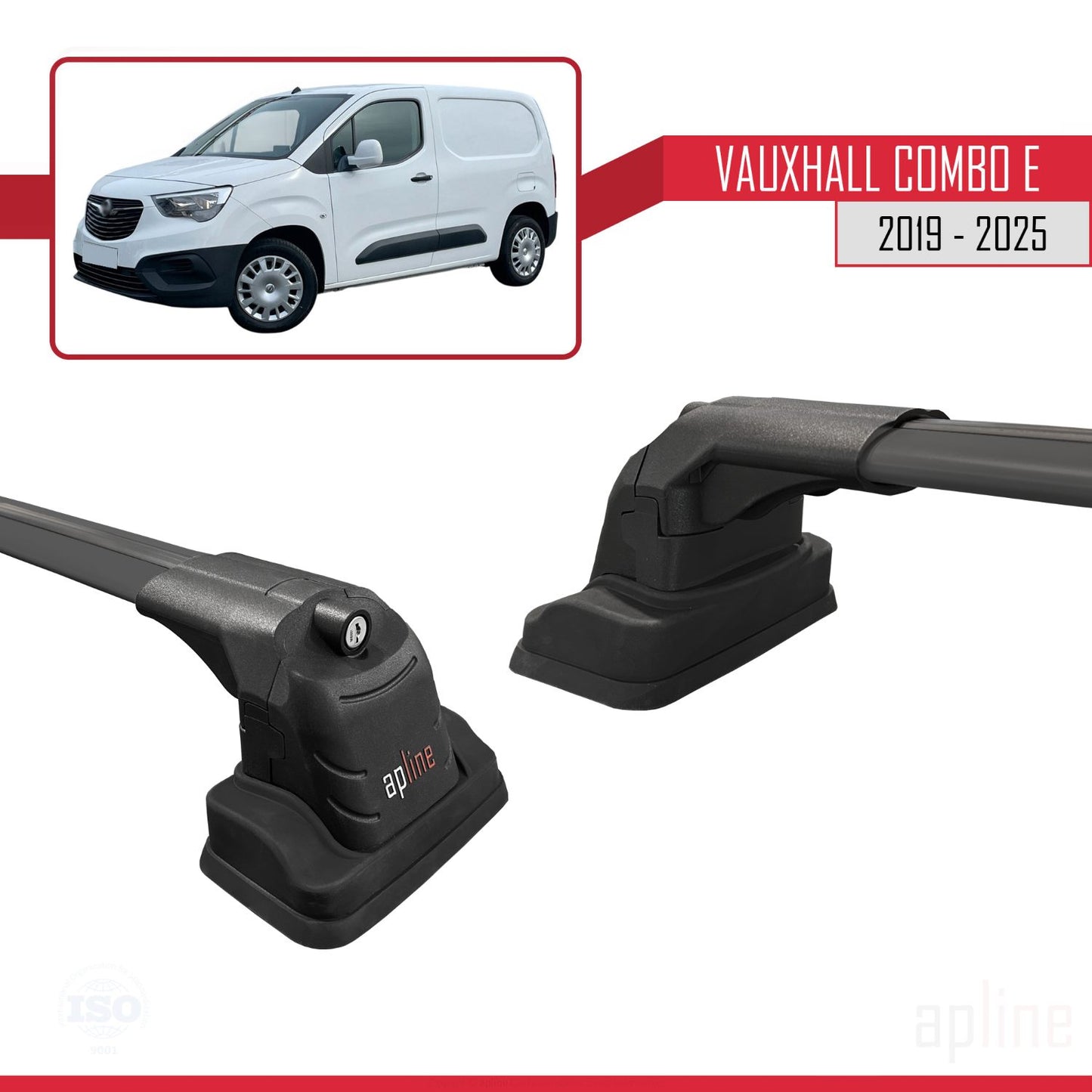 Compatible avec Vauxhall Combo E 2019-2025 ACE-3 Barres de Toit Railing Porte-Bagages de Voiture Noir Aluminium 2 Barres