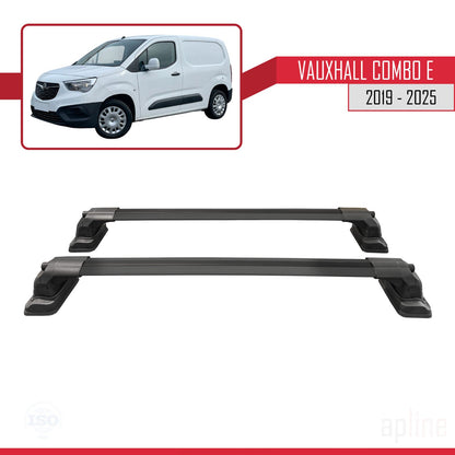 Compatible avec Vauxhall Combo E 2019-2025 ACE-3 Barres de Toit Railing Porte-Bagages de Voiture Noir Aluminium 2 Barres