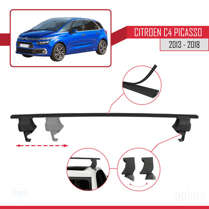 Compatible avec Citroen C4 Picasso 2 2013-2018 ACE-4 Barres de Toit Railing Porte-Bagages de Voiture Noir Aluminium 2 Barres