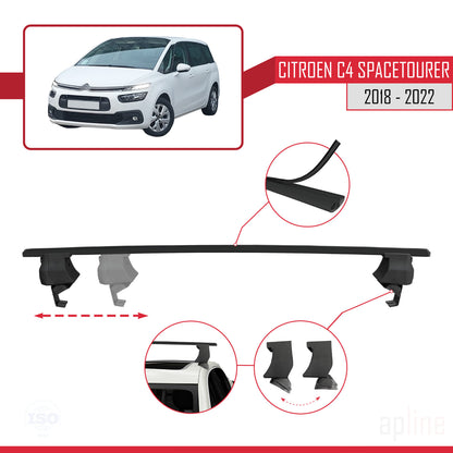 Compatible avec Citroen C4 Spacetourer 2018-2022 ACE-4 Barres de Toit Railing Porte-Bagages de Voiture Noir Aluminium 2 Barres