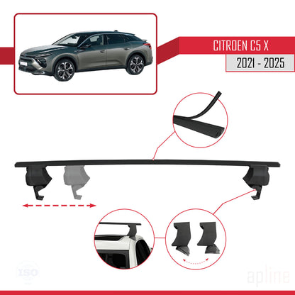 Compatible with Citroen C5 X (E43) 2021-2025 ACE-4 Car Roof Rack Cross Bar Black Aluminium 2 Bars