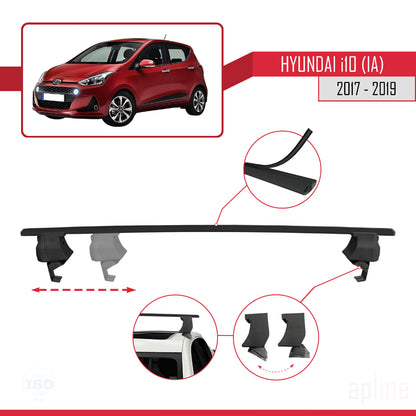 Compatible avec Hyundai i10 II (IA) Post-Facelift 2017-2019 ACE-4 Barres de Toit Railing Porte-Bagages de Voiture Noir Aluminium 2 Barres