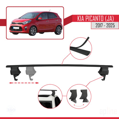 Compatible avec Kia Picanto 3 (JA) 2017-2025 ACE-4 Barres de Toit Railing Porte-Bagages de Voiture Noir Aluminium 2 Barres