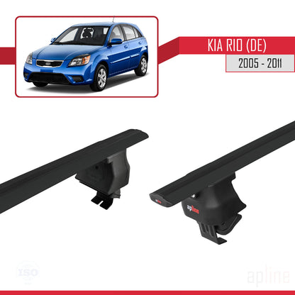 Compatible avec Kia Rio 2 (JB) HB 2005-2011 ACE-4 Barres de Toit Railing Porte-Bagages de Voiture Noir Aluminium 2 Barres