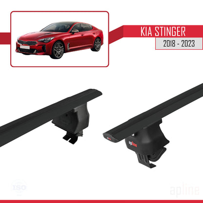 Compatible avec Kia Stinger 2018-2023 ACE-4 Barres de Toit Railing Porte-Bagages de Voiture Noir Aluminium 2 Barres