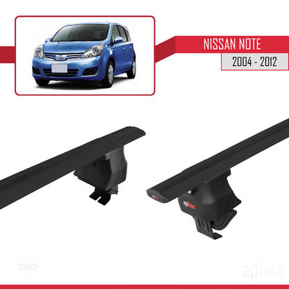 Compatible avec Nissan Note (E11) 2004-2012 ACE-4 Barres de Toit Railing Porte-Bagages de Voiture Noir Aluminium 2 Barres