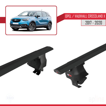 Compatible with Opel/Vauxhall Crossland X 2017-2020 ACE-4 Car Roof Rack Cross Bar Black Aluminium 2 Bars