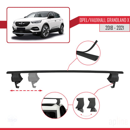 Compatible with Opel Grandland X 2018-2021 ACE-4 Car Roof Rack Cross Bar Black Aluminium 2 Bars